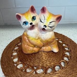 Vintage Charming Ceramic Cat Figurine - Orange and White